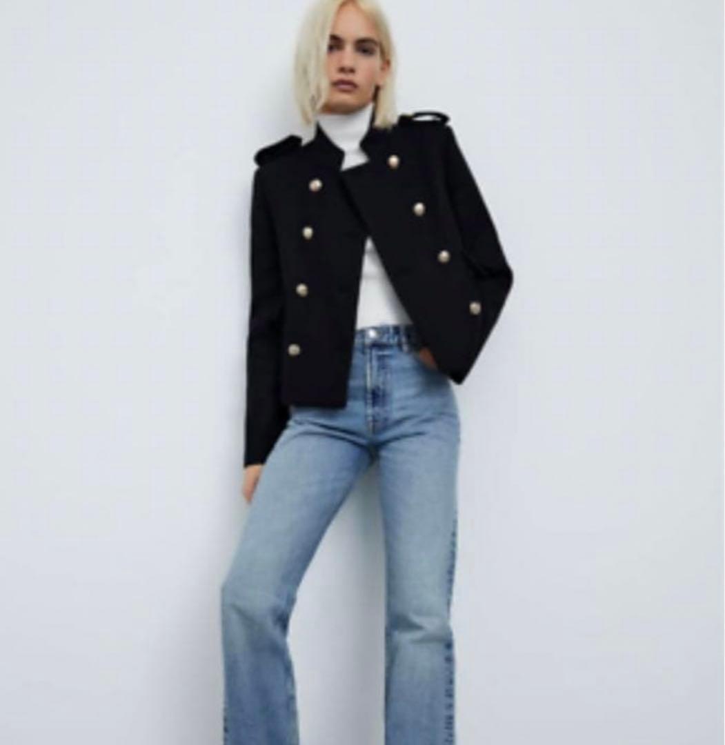 ナポレオン ジャケット 金ボタン ショート ブラック M