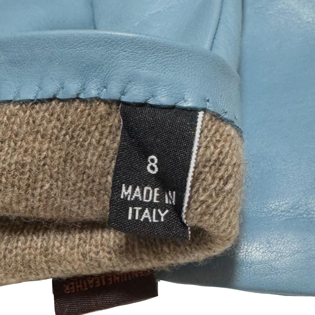 新品未使用 [Sermoneta] セルモネータ本革レザーグローブライトブルー8