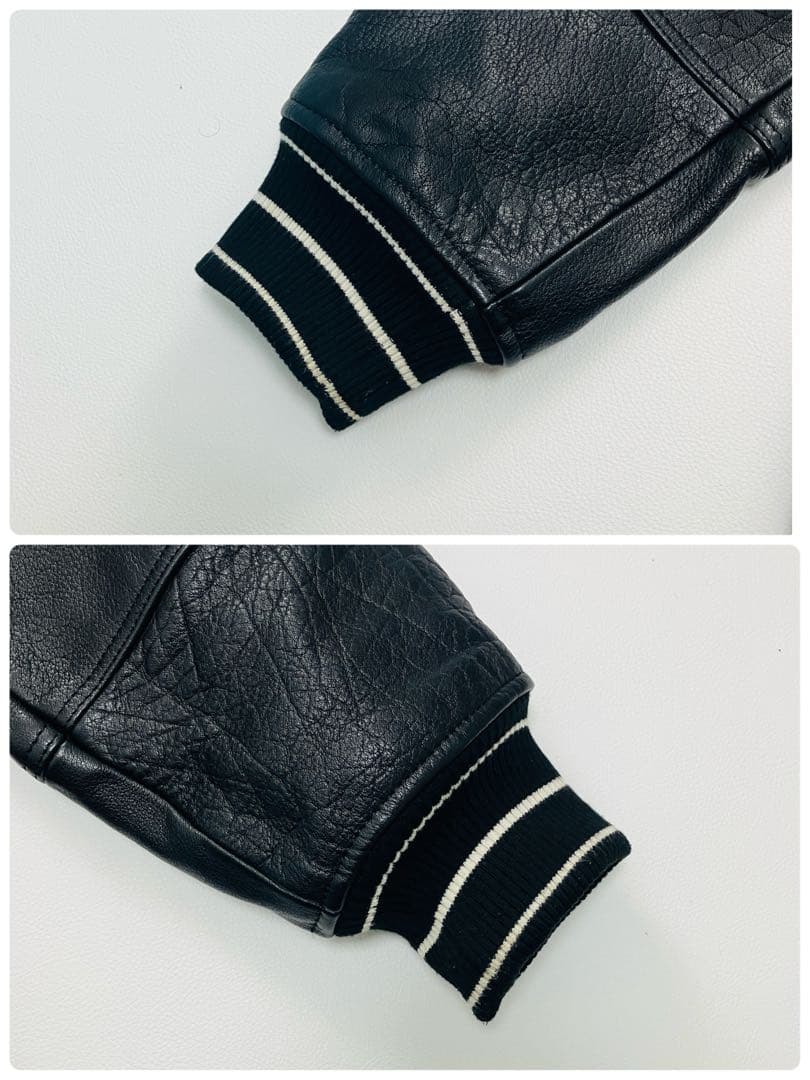 【希少サイズ】　ザラ　スタジャン　ボンバージャケット　オールレザー　水牛革　L