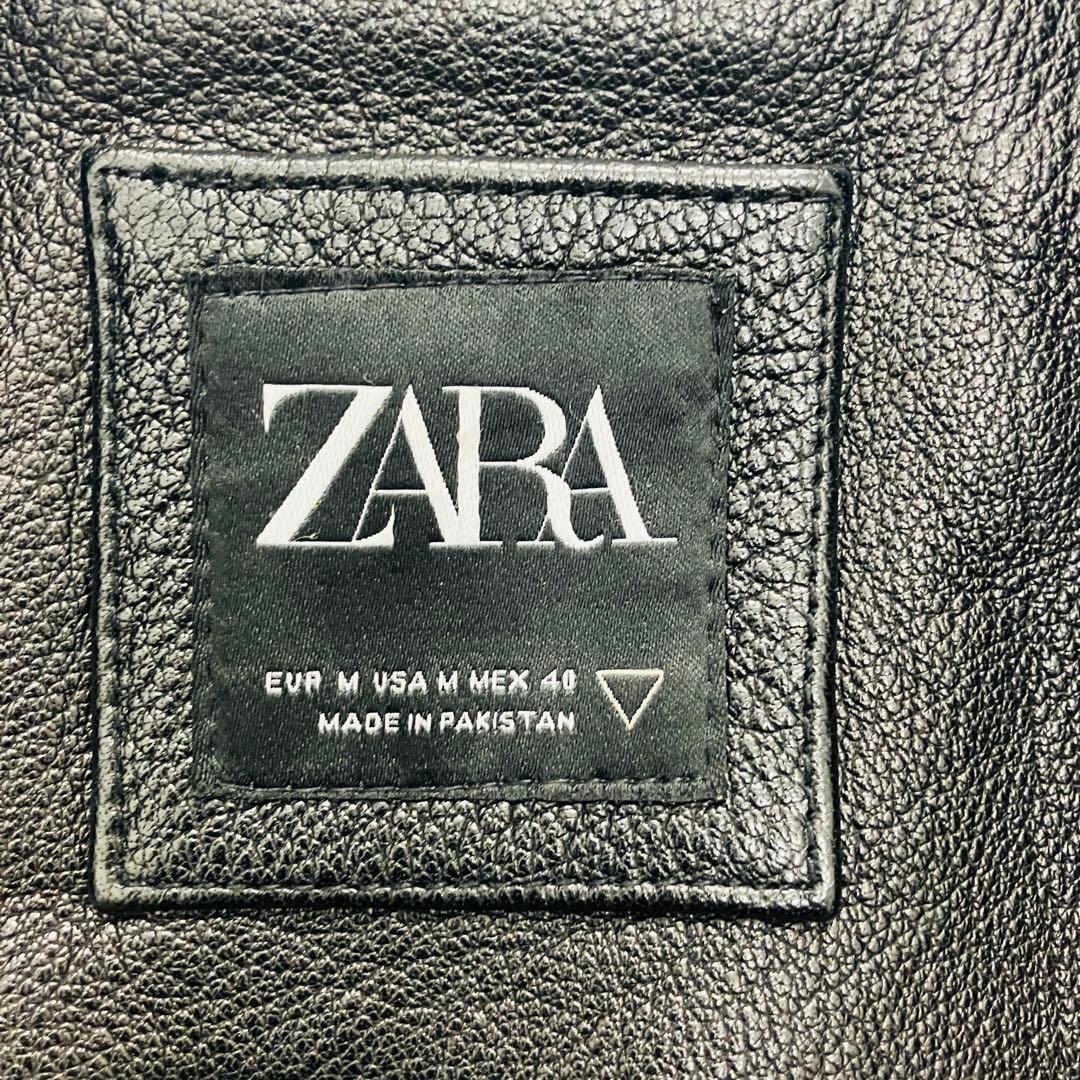 【希少サイズ】　ザラ　スタジャン　ボンバージャケット　オールレザー　水牛革　L