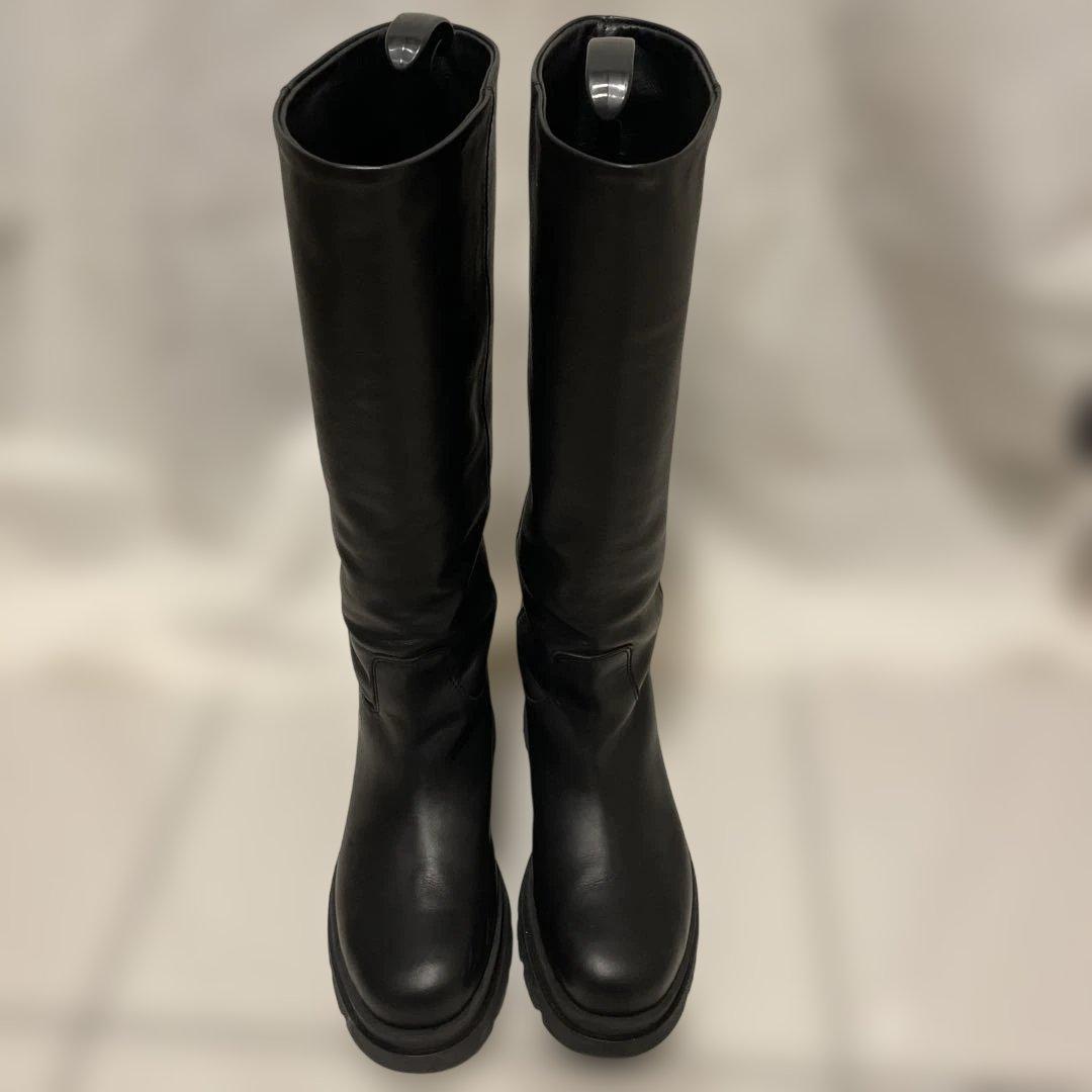 MARITAN ブラックレザーロングブーツ