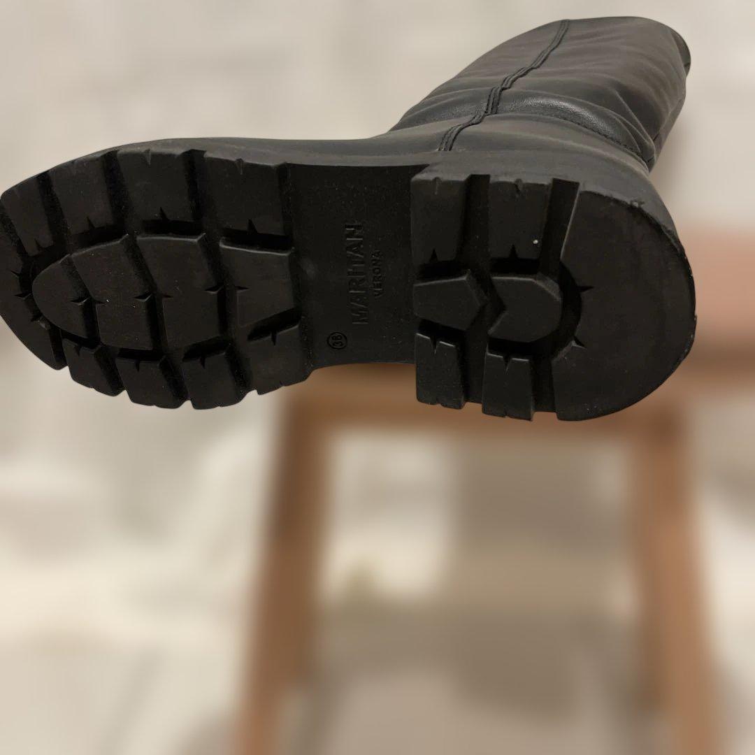 MARITAN ブラックレザーロングブーツ