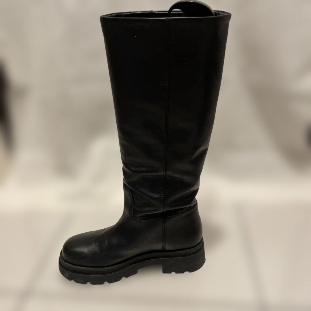 MARITAN ブラックレザーロングブーツ