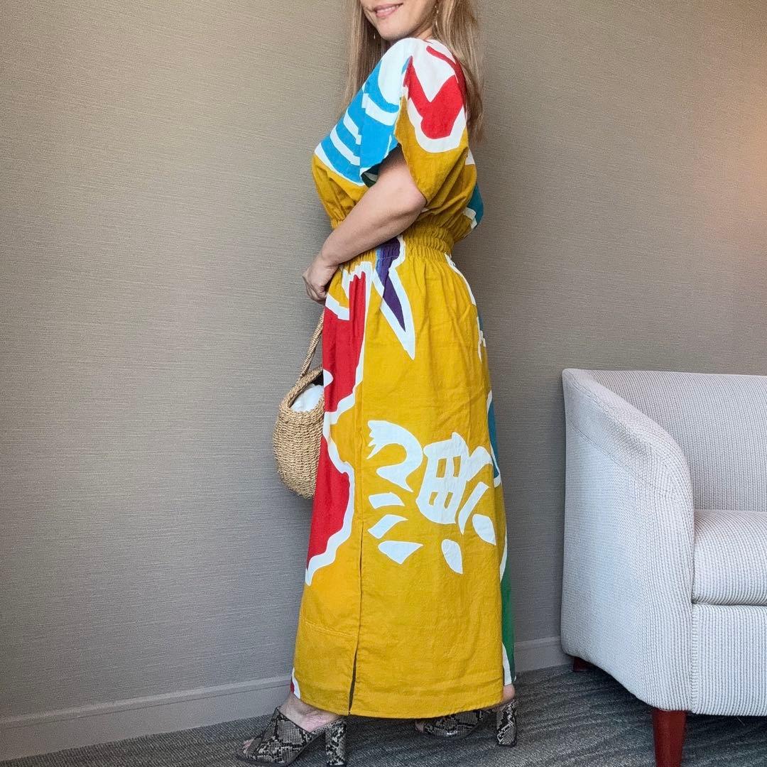 リメイク　本染　ワンピース ロング　派手　個性的　大漁旗　古旗Ｂ