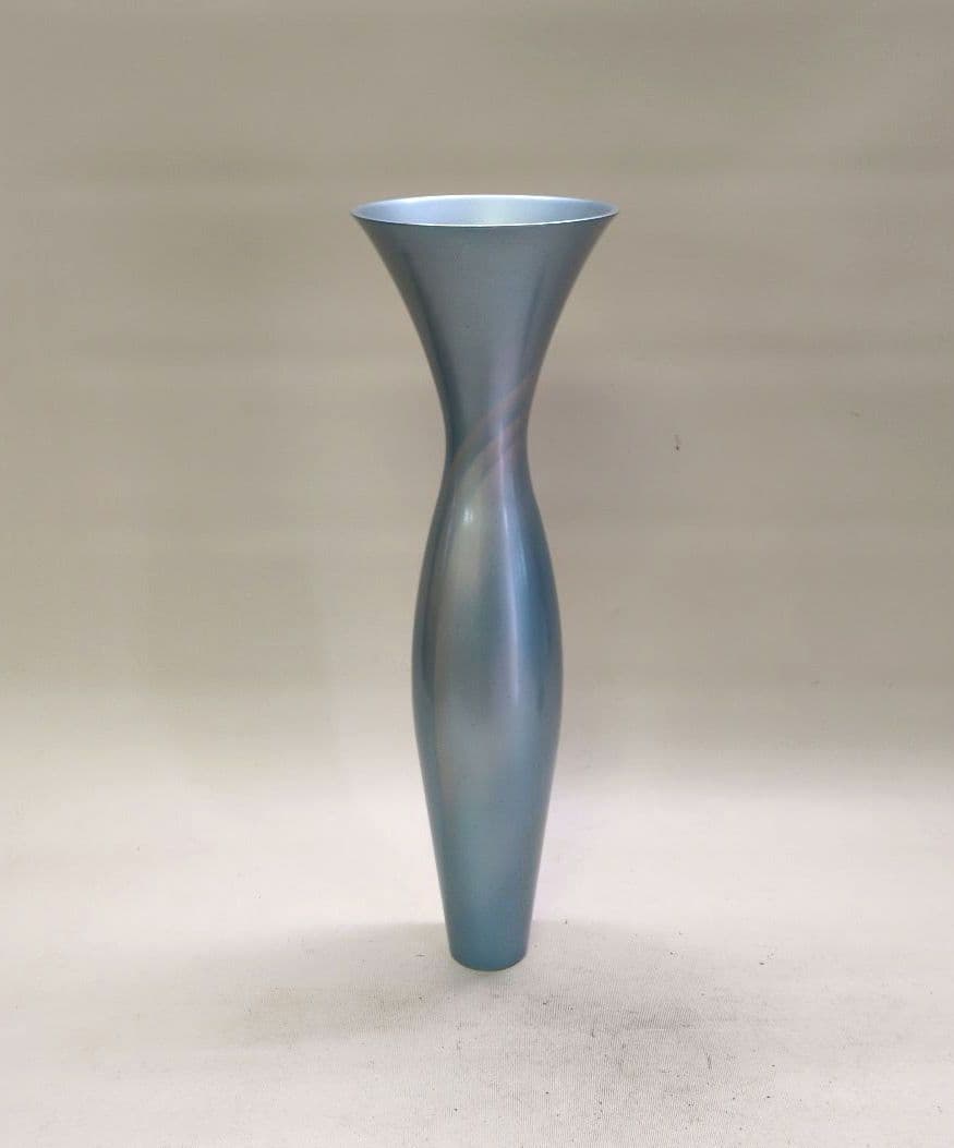 銅製　長瓶花器　黒剣山付き　池坊好み　池坊花器