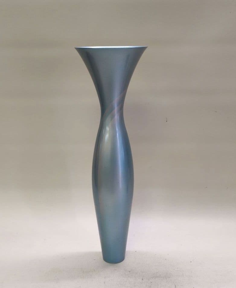 銅製　長瓶花器　黒剣山付き　池坊好み　池坊花器