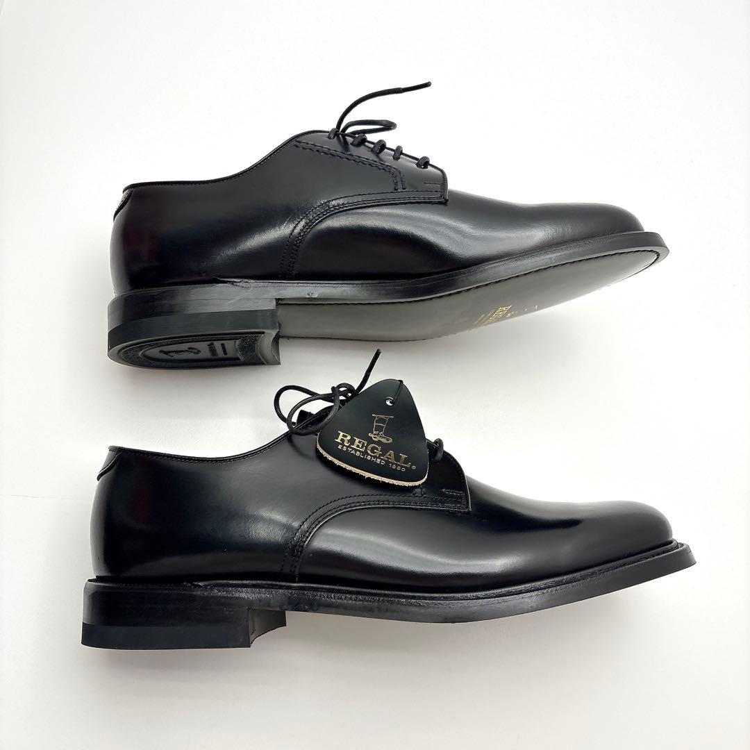 未使用　リーガル　２５０４　プレーントゥ　ガラスレザー　外羽根　25.5