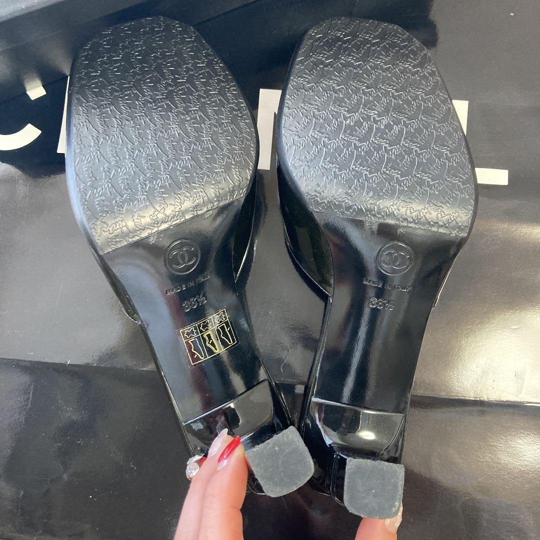 専用です‼️シャネル エナメル サンダル ミュール 黒 23.5