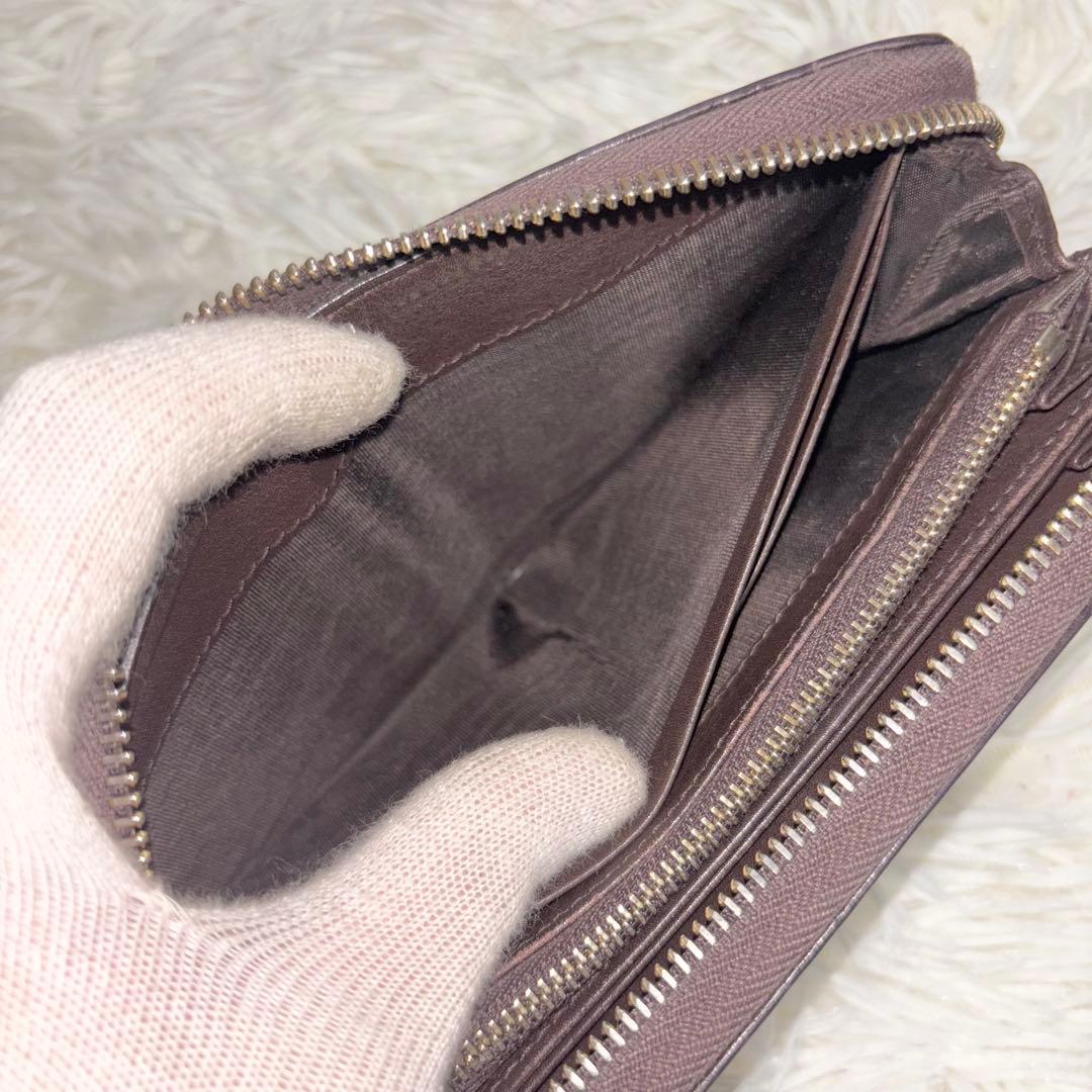 GUCCI 長財布 ラウンドファスナー シマ マイクロシマ　インターロッキング