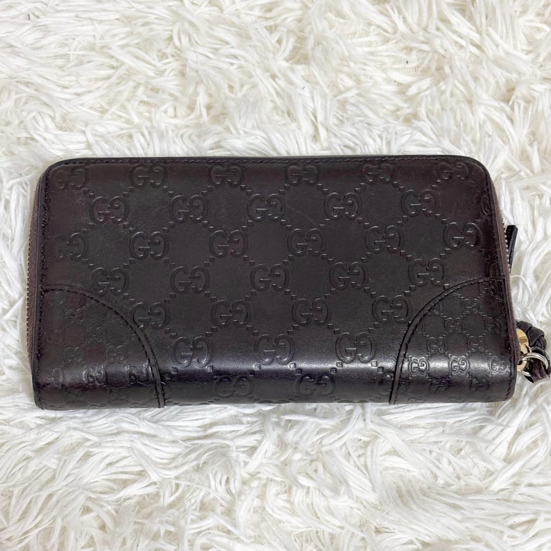 GUCCI 長財布 ラウンドファスナー シマ マイクロシマ　インターロッキング