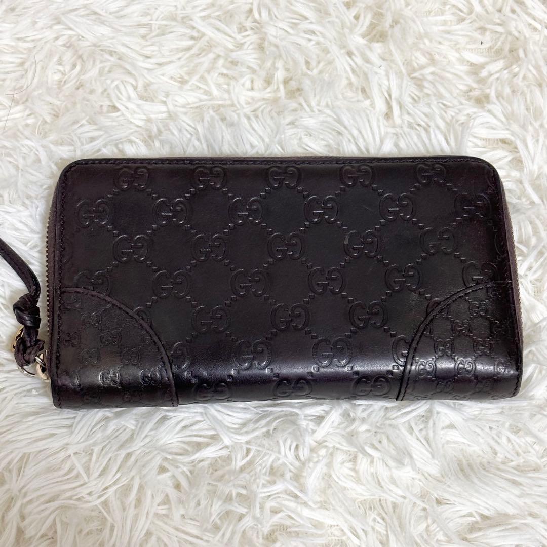 GUCCI 長財布 ラウンドファスナー シマ マイクロシマ　インターロッキング
