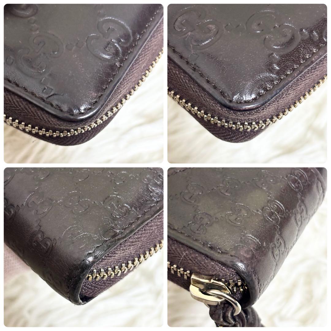 GUCCI 長財布 ラウンドファスナー シマ マイクロシマ　インターロッキング