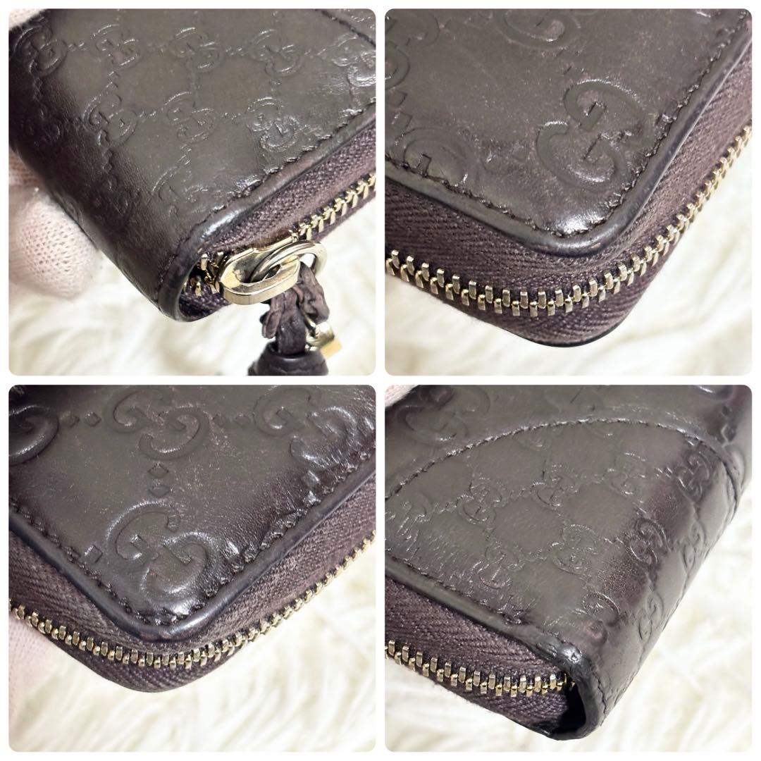 GUCCI 長財布 ラウンドファスナー シマ マイクロシマ　インターロッキング