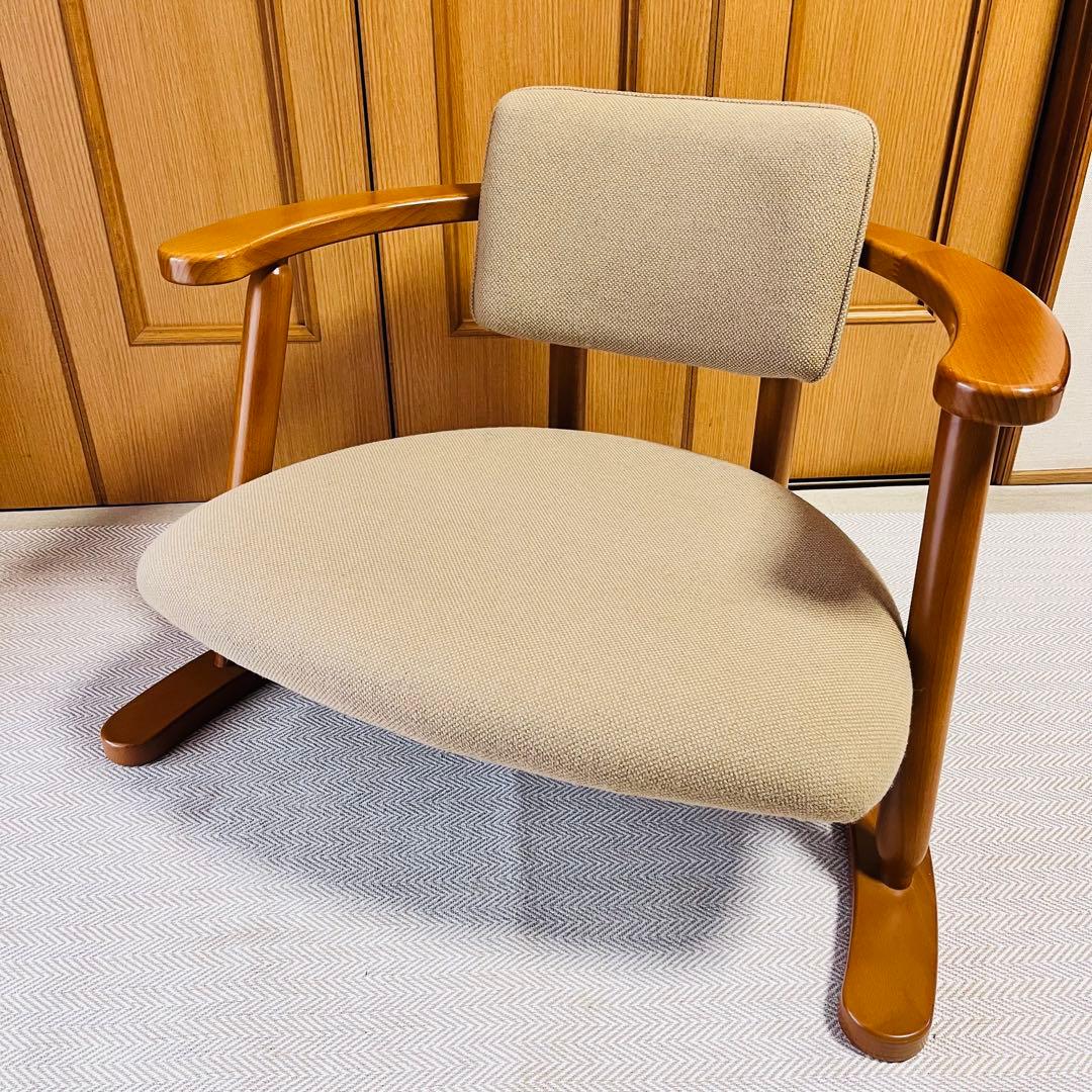 美品　無限工房 かに座 立ち上がりやすい椅子 補助 ローチェア 低座椅子