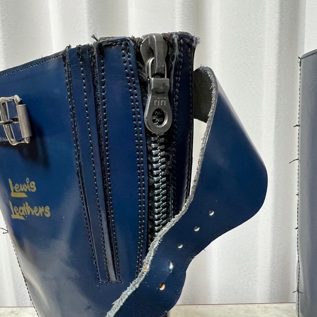 70sVintage ルイスレザーロードレーサーブーツ ダークブルーUK8/42