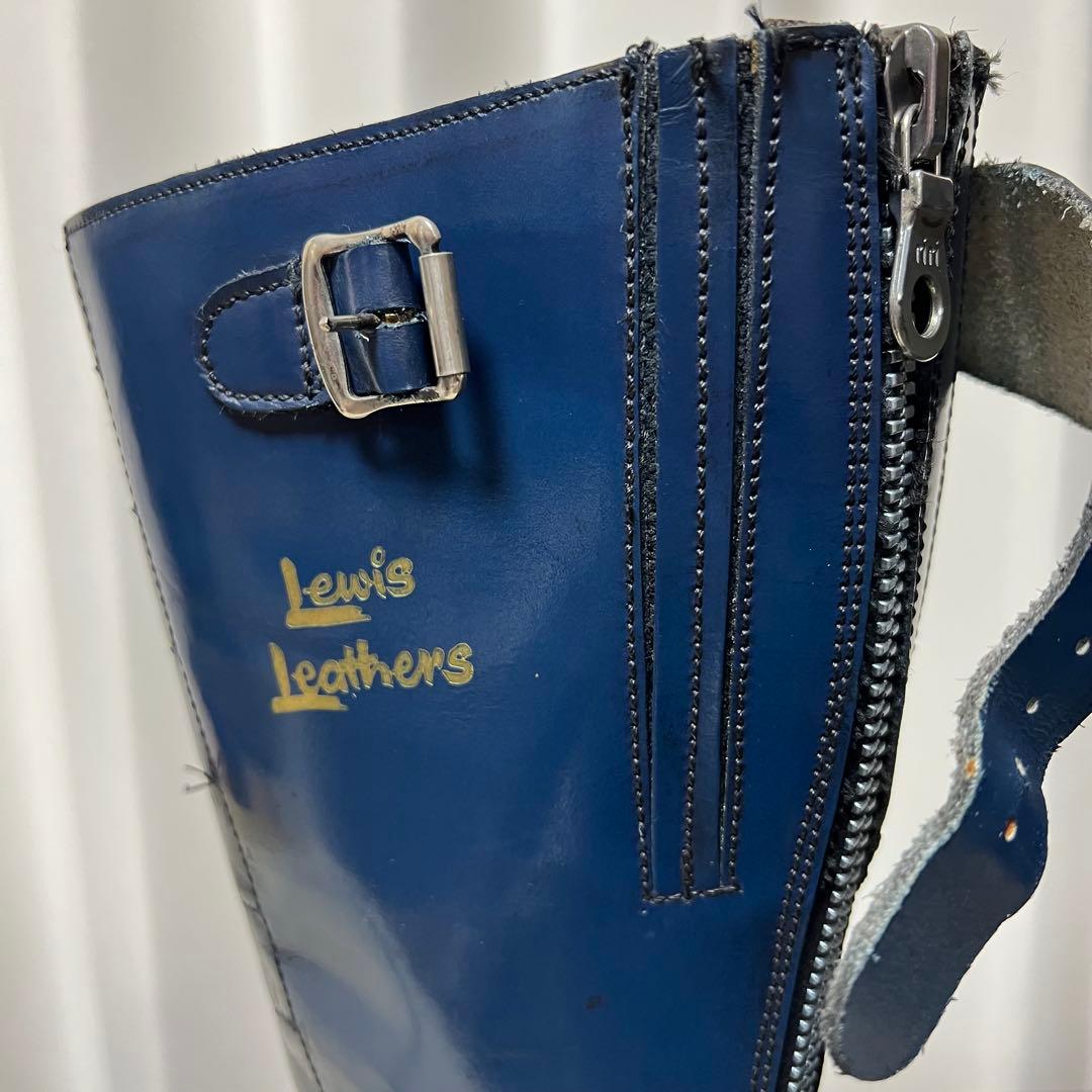 70sVintage ルイスレザーロードレーサーブーツ ダークブルーUK8/42