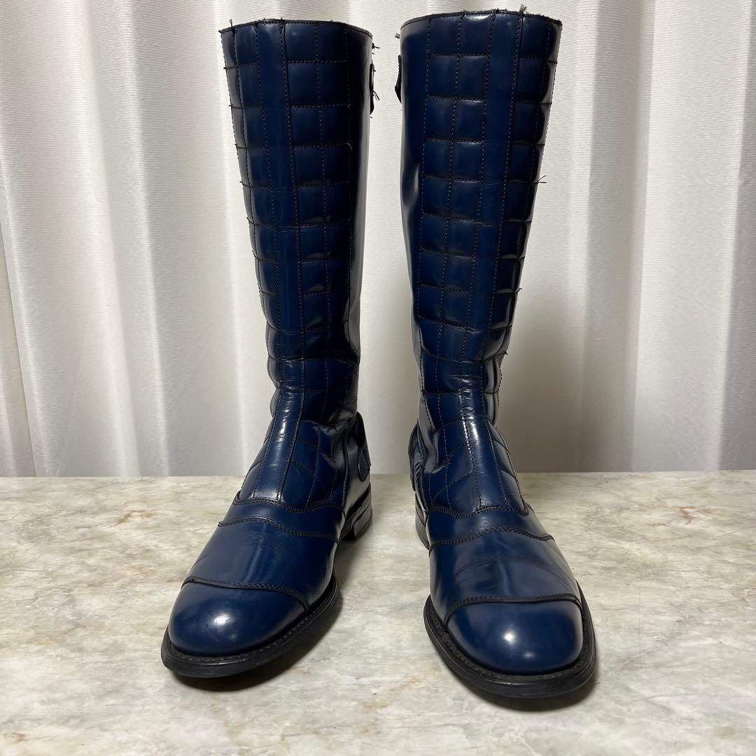 70sVintage ルイスレザーロードレーサーブーツ ダークブルーUK8/42