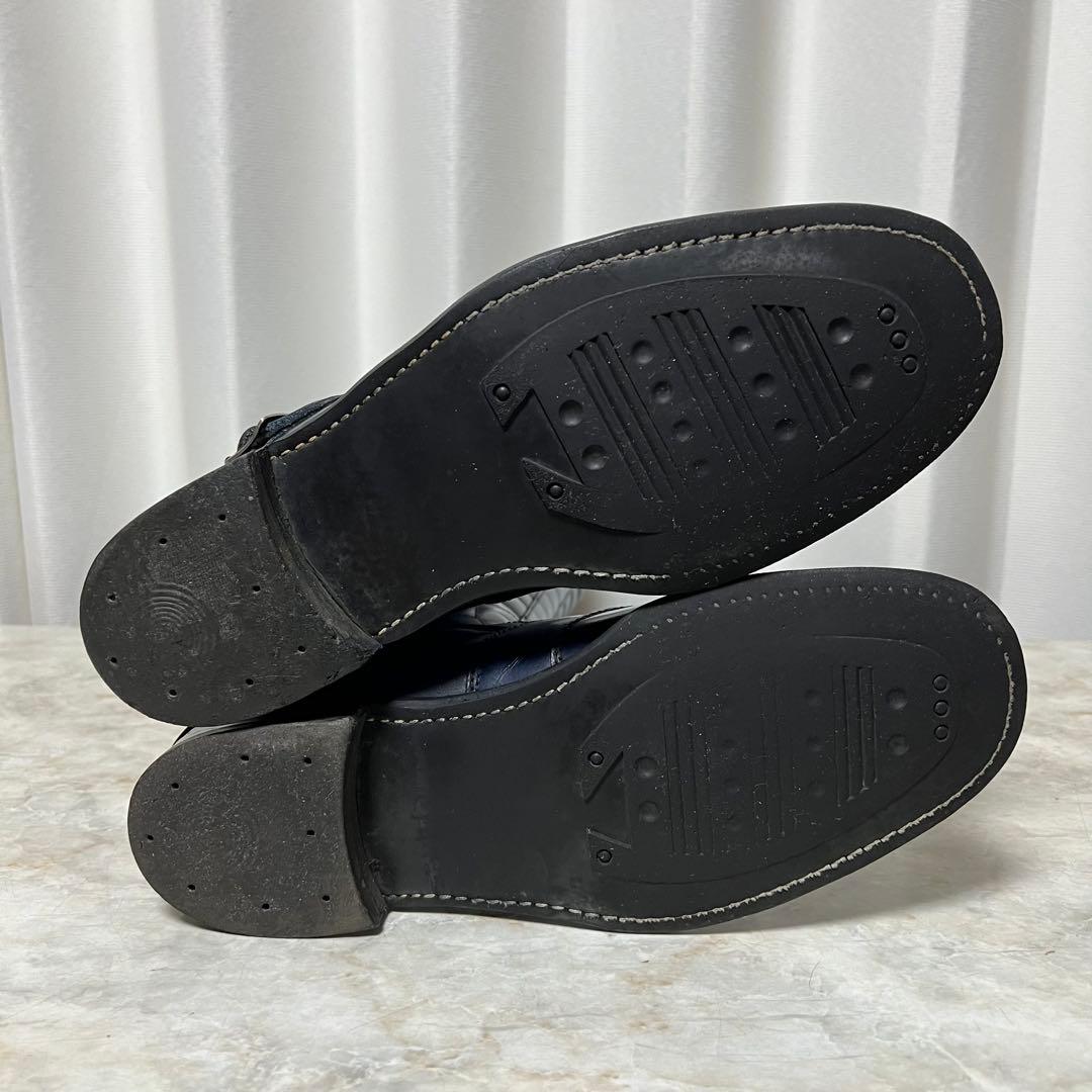 70sVintage ルイスレザーロードレーサーブーツ ダークブルーUK8/42