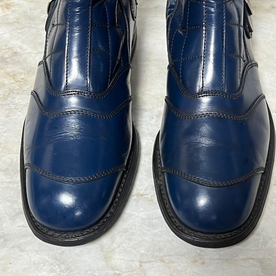 70sVintage ルイスレザーロードレーサーブーツ ダークブルーUK8/42