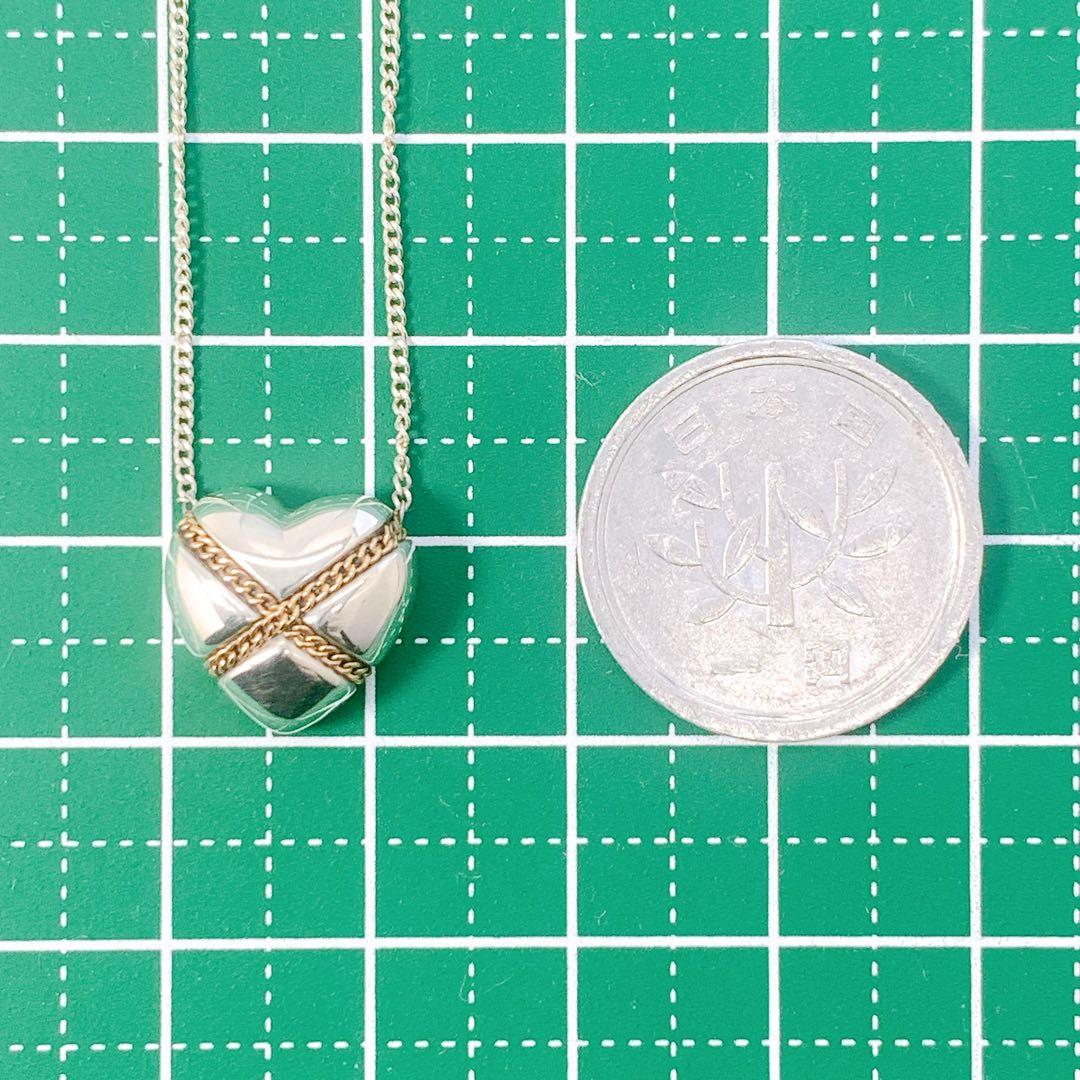 美品 ティファニー クロス ハート コンビ ネックレス シルバー925 ゴールド