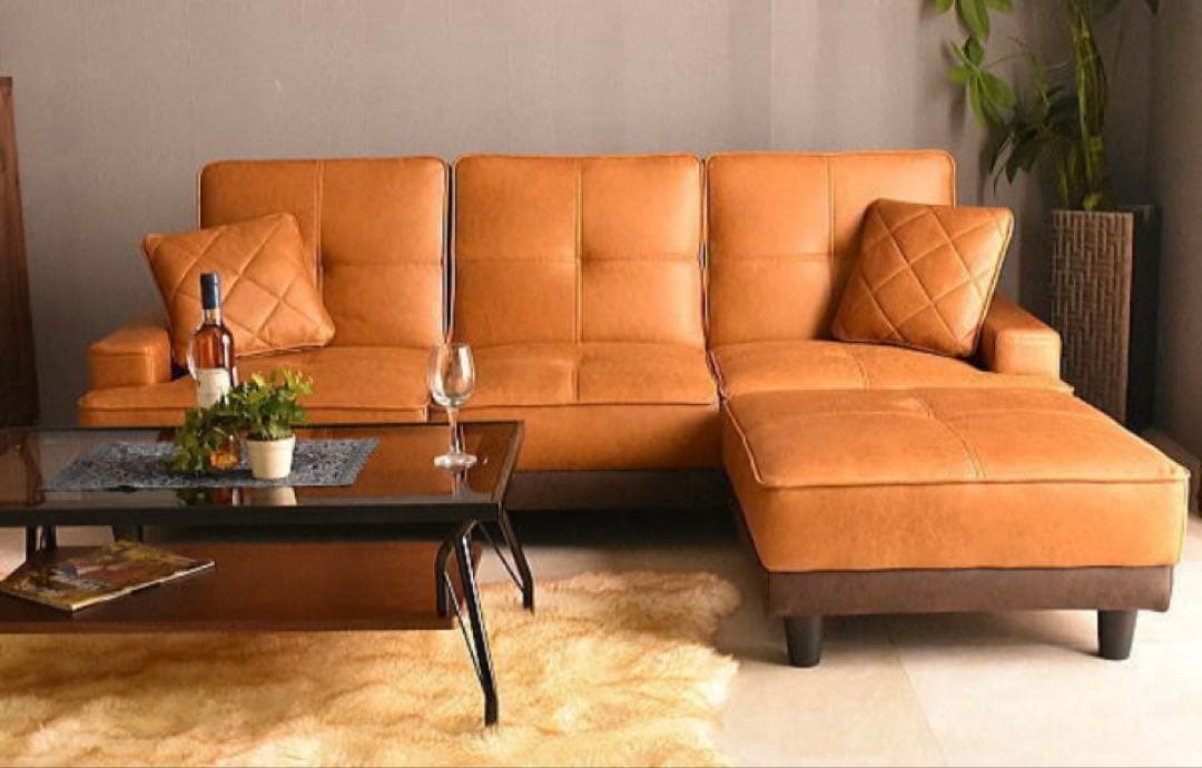 美品　三人掛け　ソファ　オットマン　キャメル　ソファベッド　16万で購入