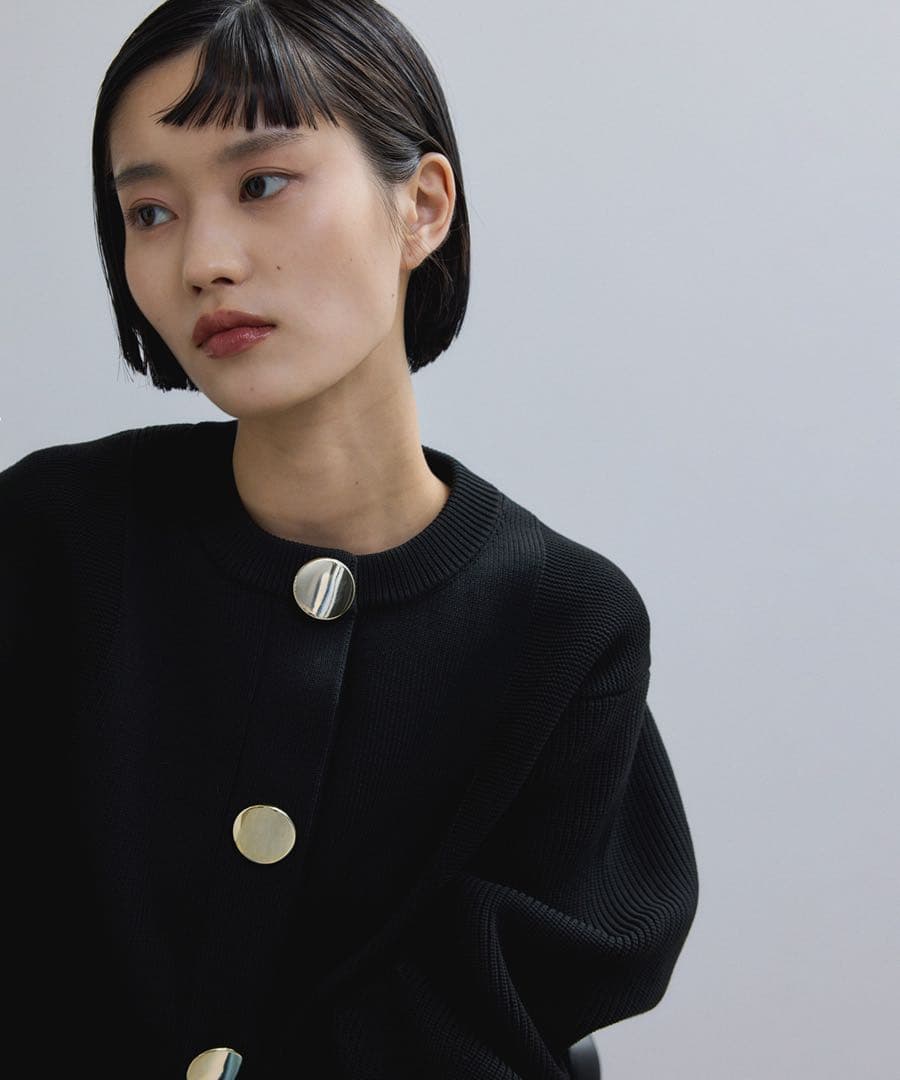 ADAM ET ROPE' セレクトネックウェーブボタンカーディガン