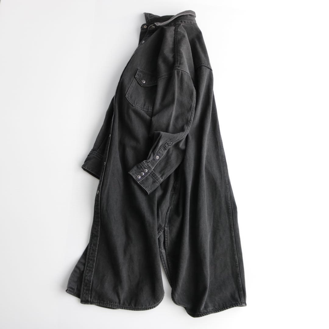 スピックアンドスパン オーバーサイズ デニムロングシャツ 黒 羽織り ゆったり