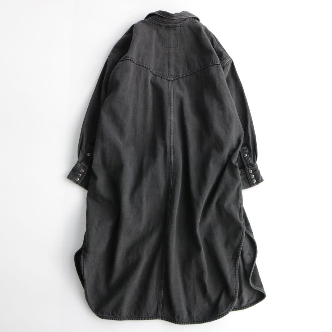 スピックアンドスパン オーバーサイズ デニムロングシャツ 黒 羽織り ゆったり
