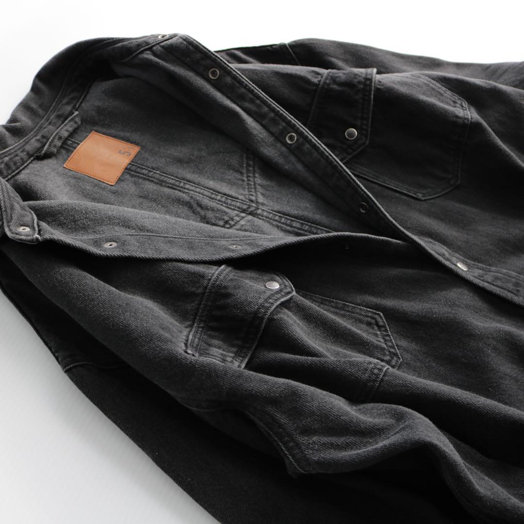 スピックアンドスパン オーバーサイズ デニムロングシャツ 黒 羽織り ゆったり