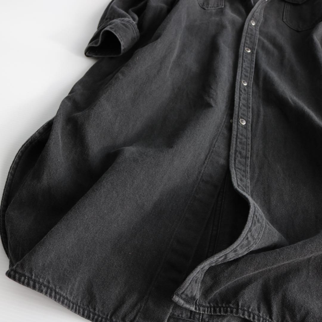 スピックアンドスパン オーバーサイズ デニムロングシャツ 黒 羽織り ゆったり