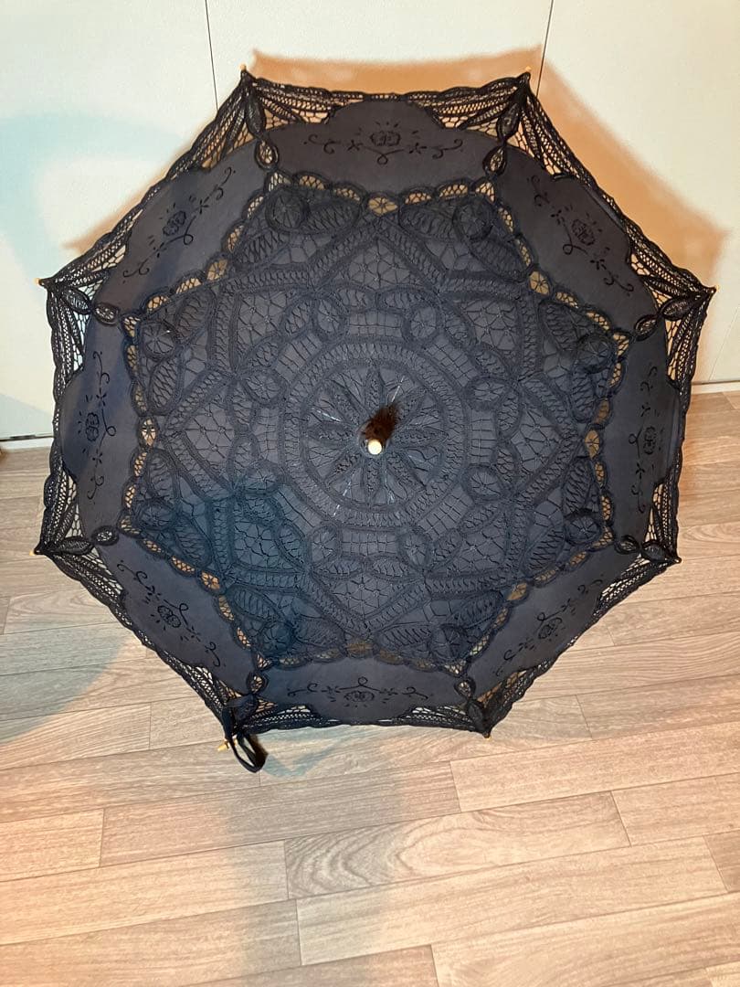 日傘★貴重なコットンレース製★ブラック