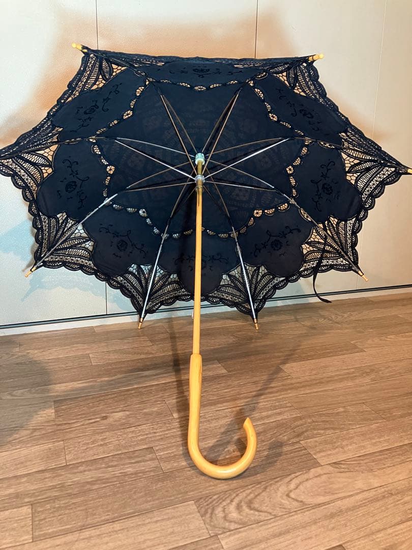 日傘★貴重なコットンレース製★ブラック