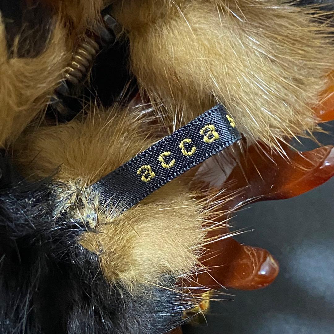 acca クリップ　ミンクファー　正規品　黒ポーチ付　ベージュ　ブラック　レア品