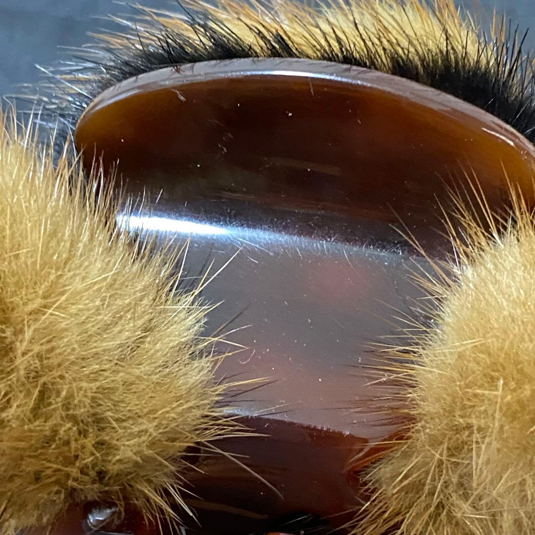 acca クリップ　ミンクファー　正規品　黒ポーチ付　ベージュ　ブラック　レア品