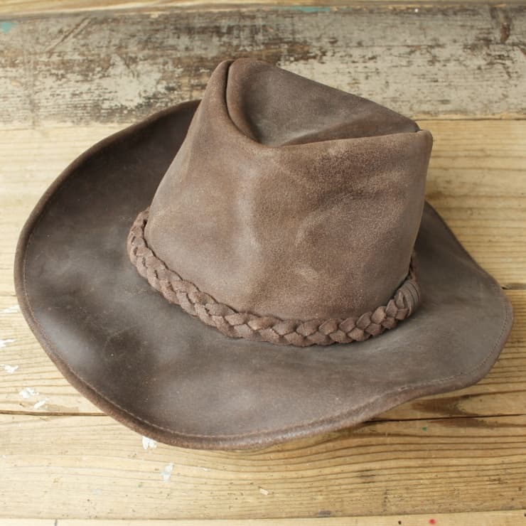 HENSCHELレザーカウボーイハット テンガロンウエスタンブラウンL ss58