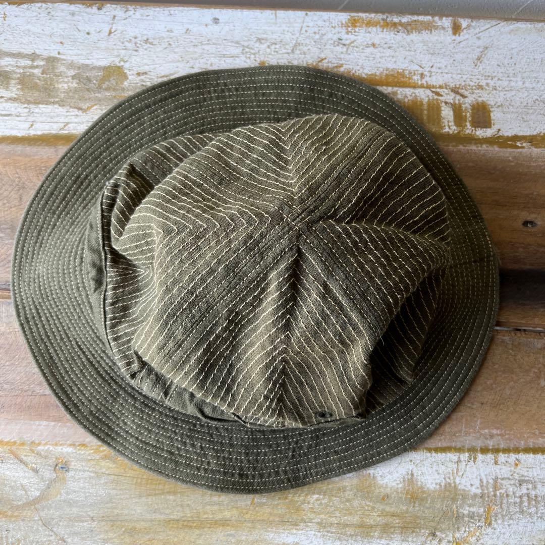 KAPITAL キャピタル　オリーブ　グリーン ストライプ バケットハット