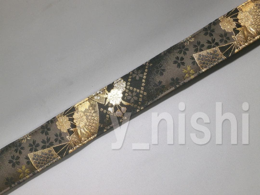 カメラストラップ 和柄 扇柄 黒/鈍色 カメラ用ネックストラップ