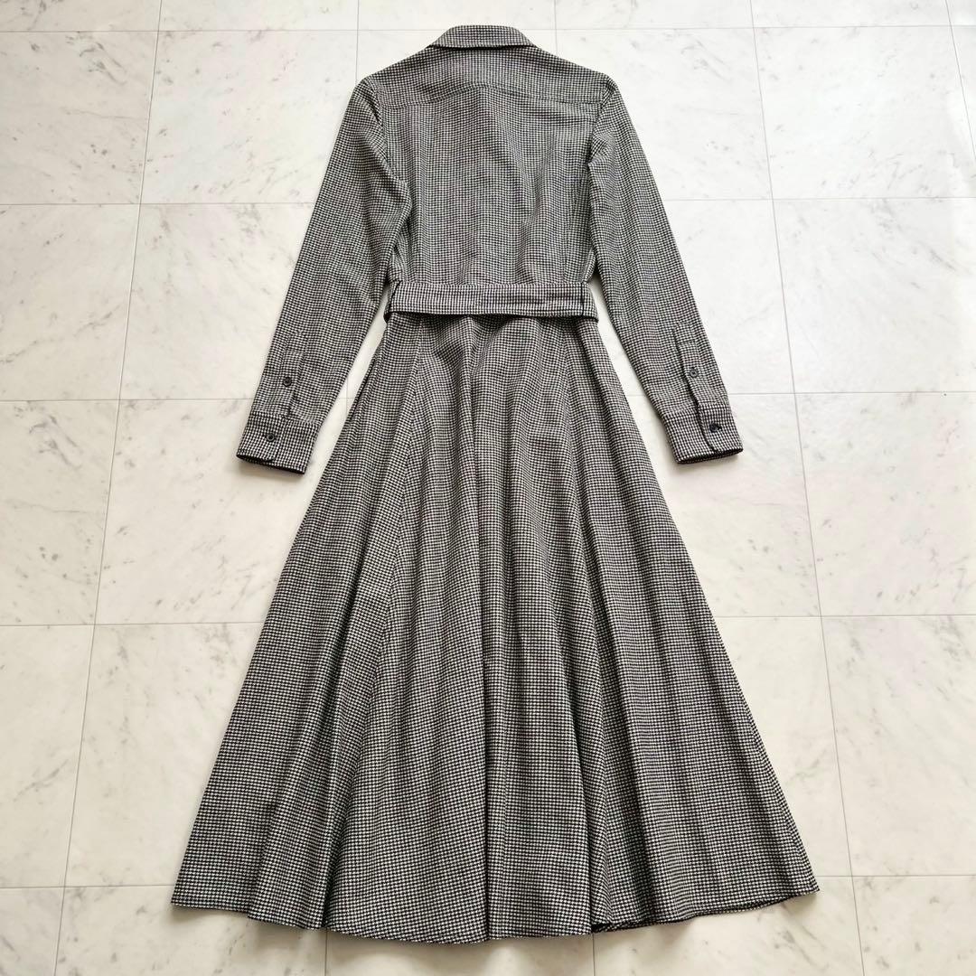 POLO RALPH LAUREN ハウンドトゥース柄 ウールベルテッドワンピ