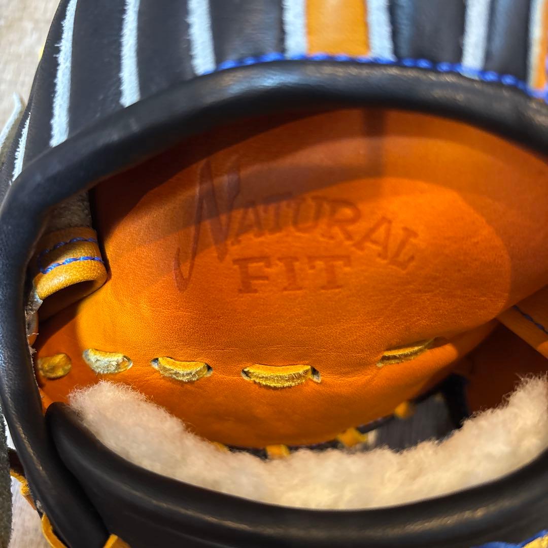 誠ナチュラルフィット 軟式グローブ 黒/オレンジ