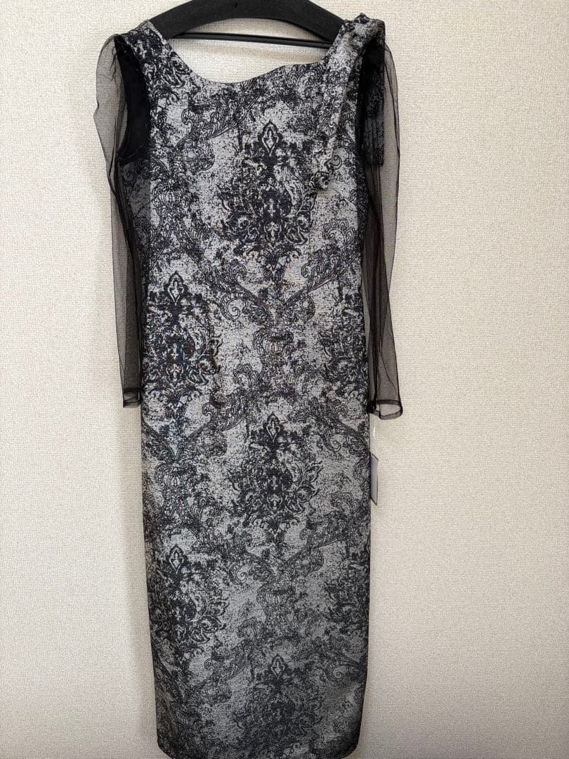 新品LERURE Shoulder ribbon jacquard dress