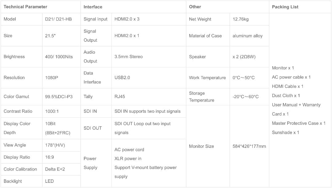 Desview D21-HB 撮影用モニター持ち運び　縦型　ショート動画用