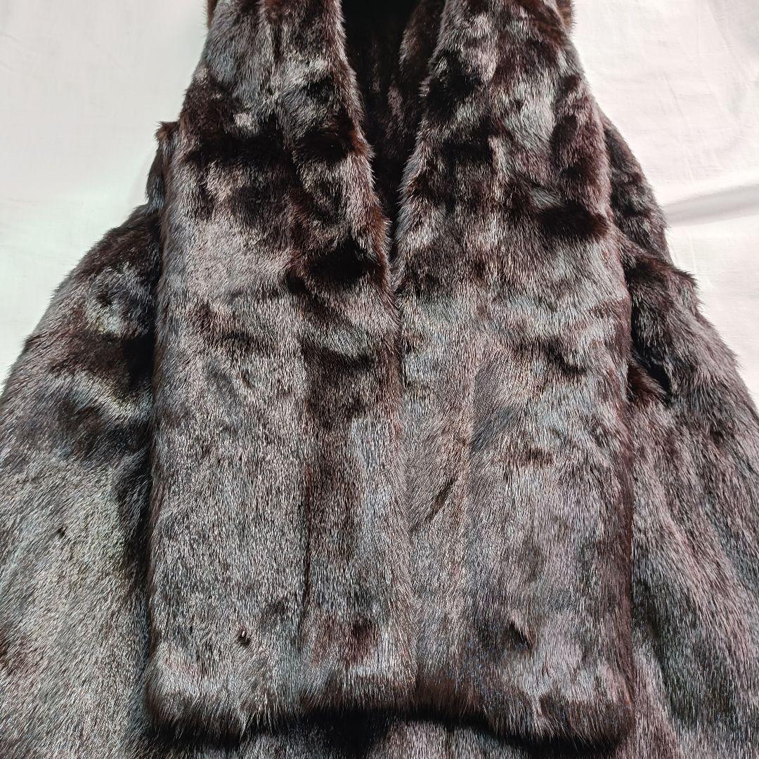毛皮　ミンク　ダークブラウン ファーコート ロングコート
