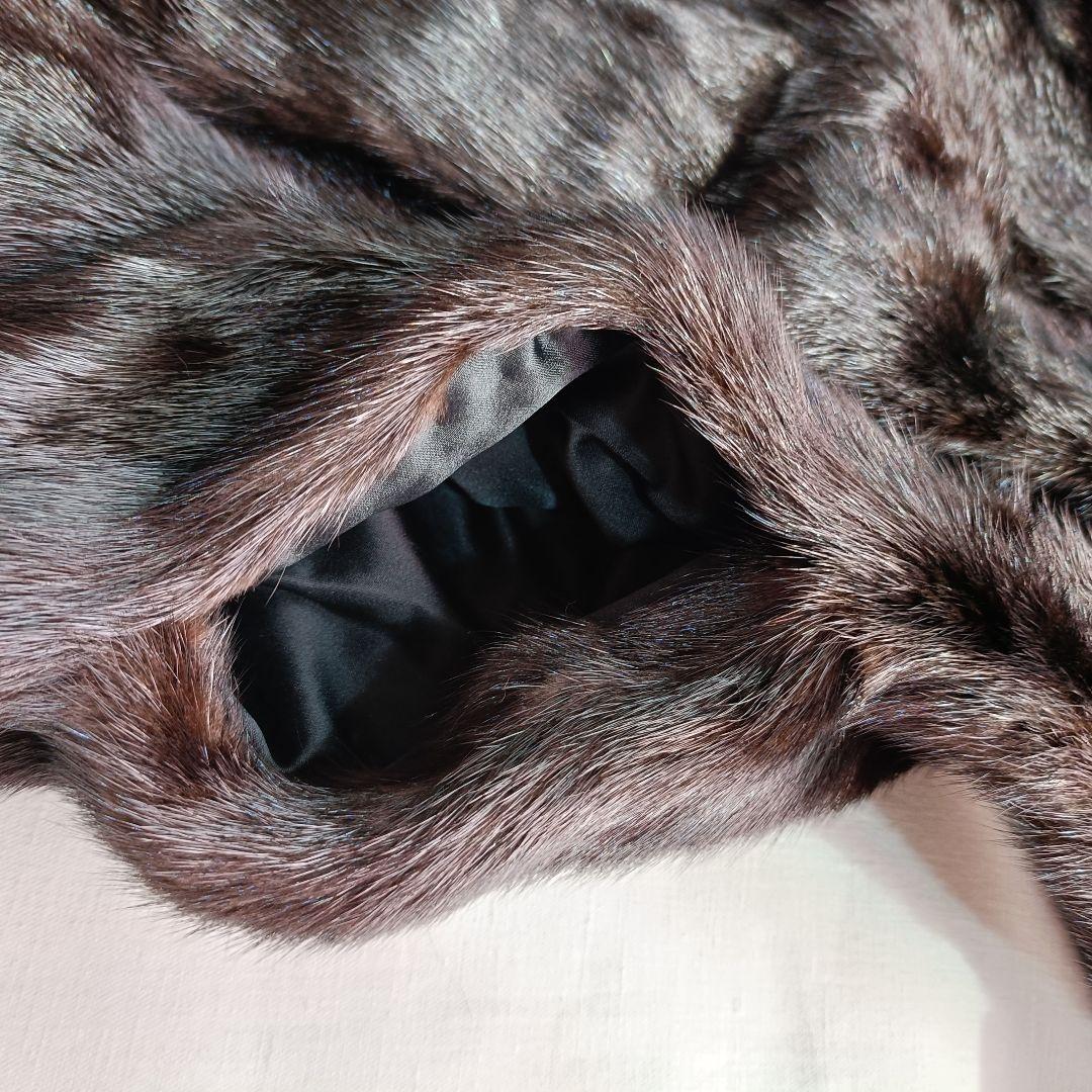 毛皮　ミンク　ダークブラウン ファーコート ロングコート