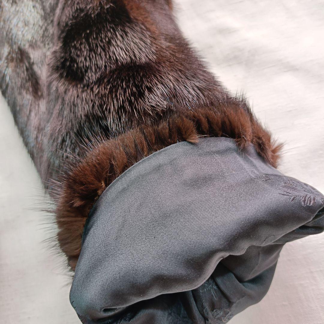 毛皮　ミンク　ダークブラウン ファーコート ロングコート