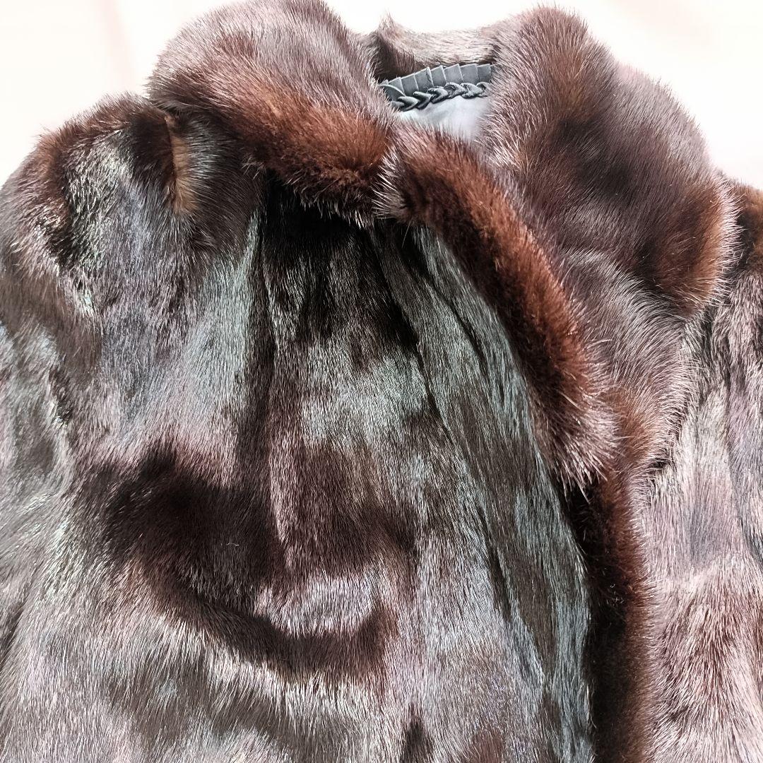 毛皮　ミンク　ダークブラウン ファーコート ロングコート