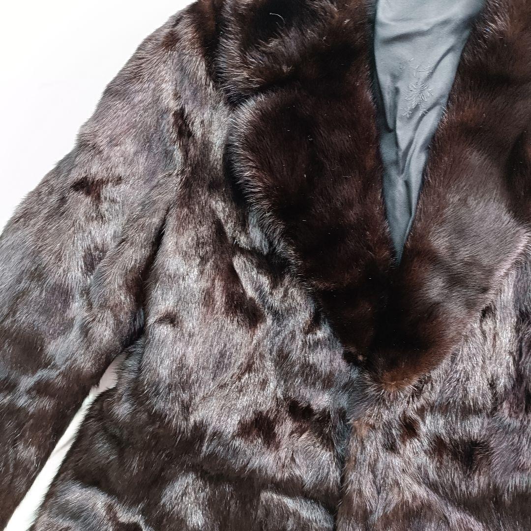 毛皮　ミンク　ダークブラウン ファーコート ロングコート