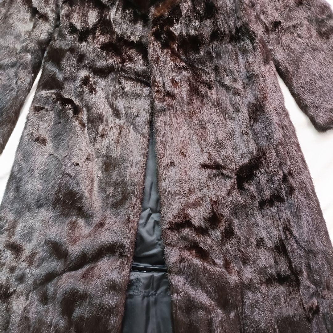 毛皮　ミンク　ダークブラウン ファーコート ロングコート