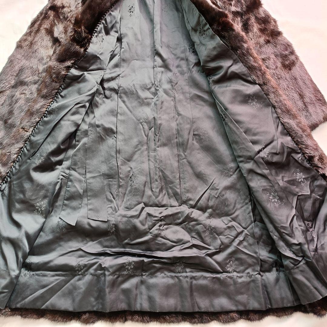 毛皮　ミンク　ダークブラウン ファーコート ロングコート