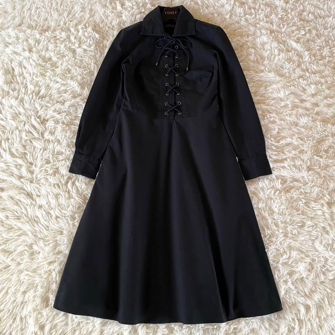 美品✨ポロラルフローレン　シャツワンピース　レースアップ　フレア　ロング