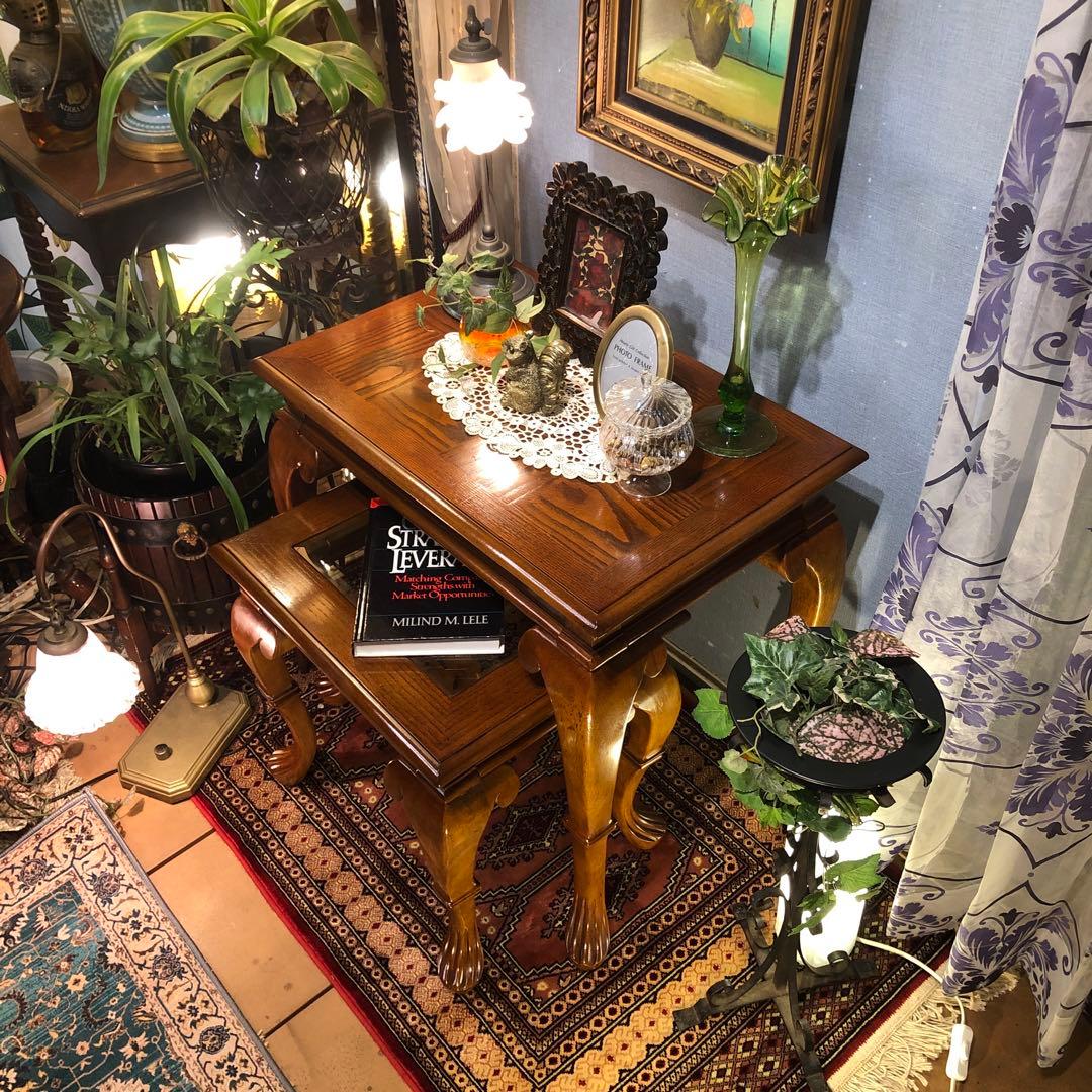 チルヴィンテージ US アンティーク　ネストテーブル　バラ売り可　猫脚